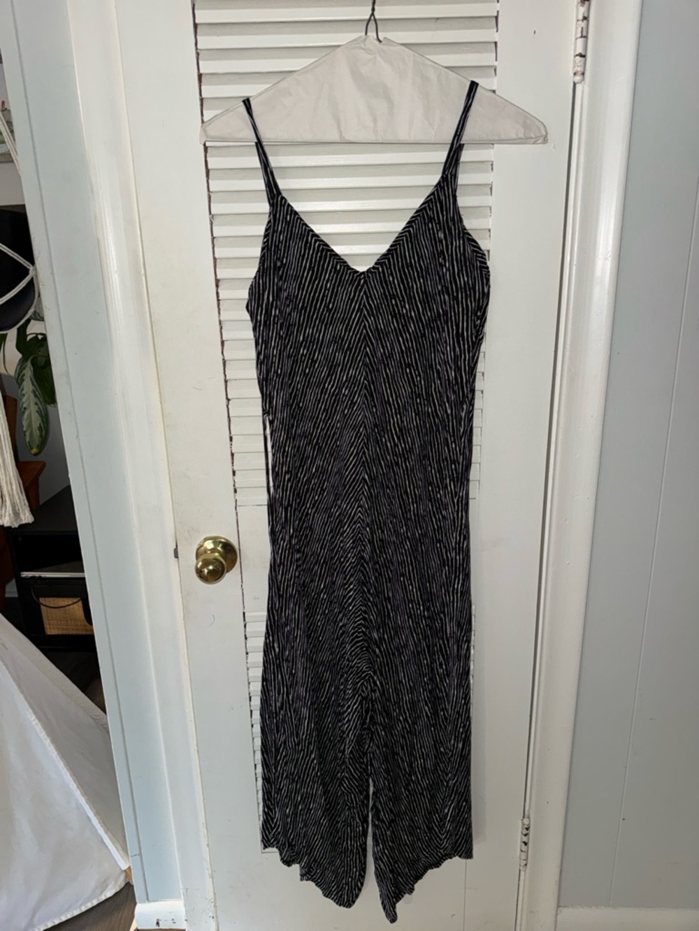 Black & White Striped V-Neck Slip Dress